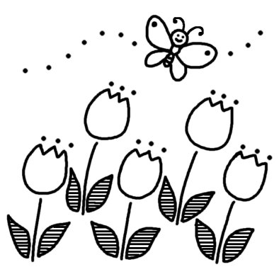 チューリップ2 チューリップ 春の花 無料 白黒イラスト素材 チューリップイラスト画像 Naver まとめ