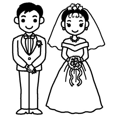 結婚式 家族 友達 夫婦 親子 人物 無料 白黒イラスト素材