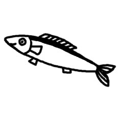 魚3 魚類 食材 ミニカット 無料 白黒イラスト素材